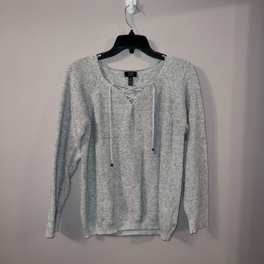 Light Grey Jones New York tight knitted sweater Medium